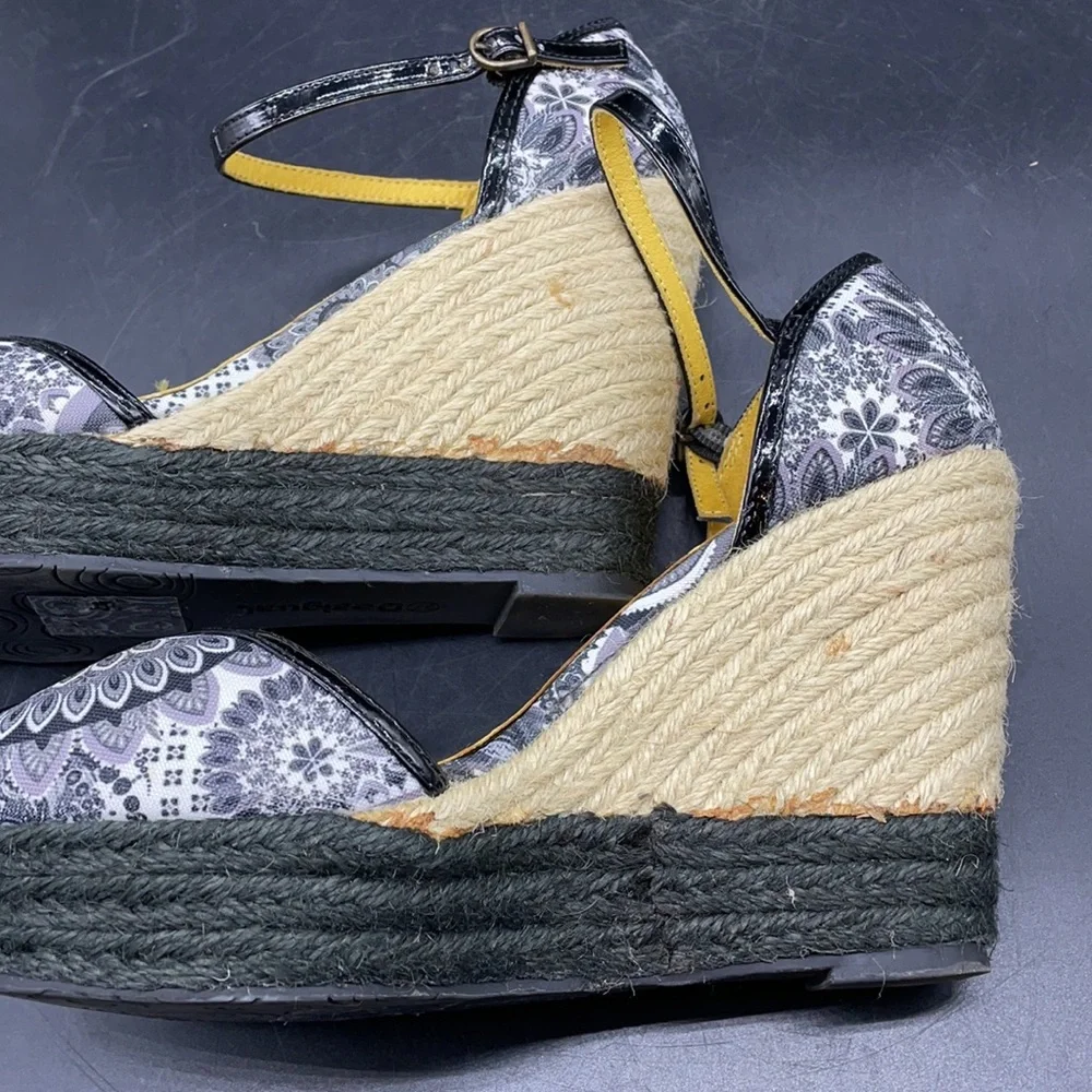 Desigual Black Wedge Peep Toe Sz 37